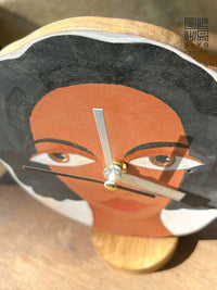 80's Women Looking Wooden Clock