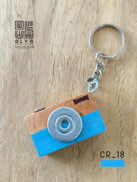 Handmade Wooden Camera Keychain – Colorful Mini Home Charm