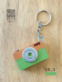 Handmade Wooden Camera Keychain – Colorful Mini Home Charm