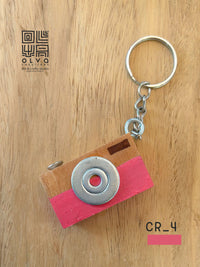 Handmade Wooden Camera Keychain – Colorful Mini Home Charm