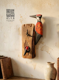 Woodpecker Wooden Clock