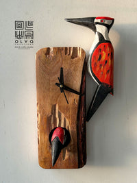 Woodpecker Wooden Clock