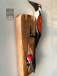 Woodpecker Wooden Clock