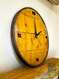 flat bar wooden clock