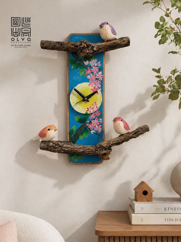 Wooden Spring Songbird Clock