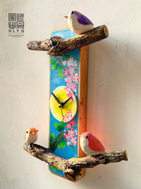 Wooden Spring Songbird Clock