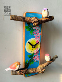 Wooden Spring Songbird Clock
