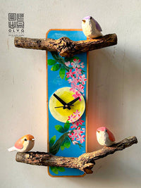 Wooden Spring Songbird Clock