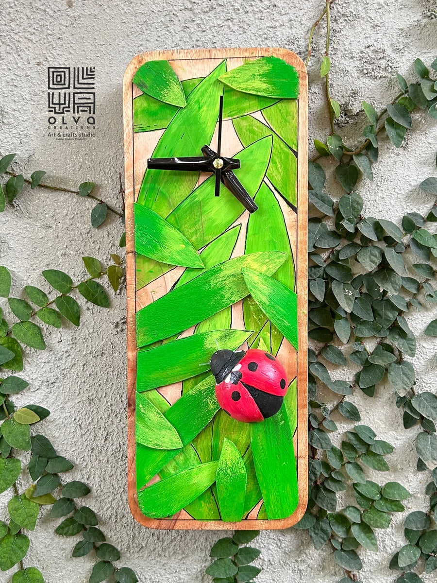 Ladybug Wooden Clock